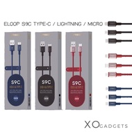Eloop S9 / S9L / S9M / S9C สายชาร์จ ไนลอนถัก USB Data Cable 2.1A Lightning/Micro/Type-C สายชาร์จeloop สายชาร์จไนลอน สาย