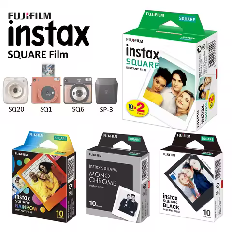 Fujifilm Instax SQUARE WHITE MARBLE Edge Film Photo Paper Black/Rainbow For Fujifilm Instax SQ1 SQ6 