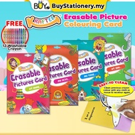 Kraftee Erasable Colour Picture Card Washable Non Toxic Crayon Kids Art Set -(SET) Buku Warna Kanak 