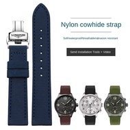 Nylon Leather Watch Band for  Longines Concas watch band Replacement Watch Bracelet