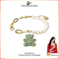 ♈Swarovski♈Vòng tay thời trang dành cho nữ Gấu mạ vàng Vòng tay gấu bông bằng đá quý pha lê đầy màu