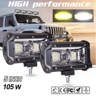 2pc Lampu Sorot LED 105w Super Terang Dua mode lampu putih lampu kuning Untuk Jeep Truk Suv Atv Trak