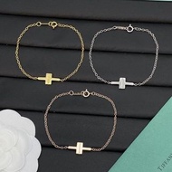 Tiffany & Co. 光面雙T 18K玫瑰金/金色/銀色手鍊