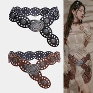 BGS-636 Women's Metal Belt Fashion Belt y2k Style Vintage Wide Belt Oval Boho Model y2k belt