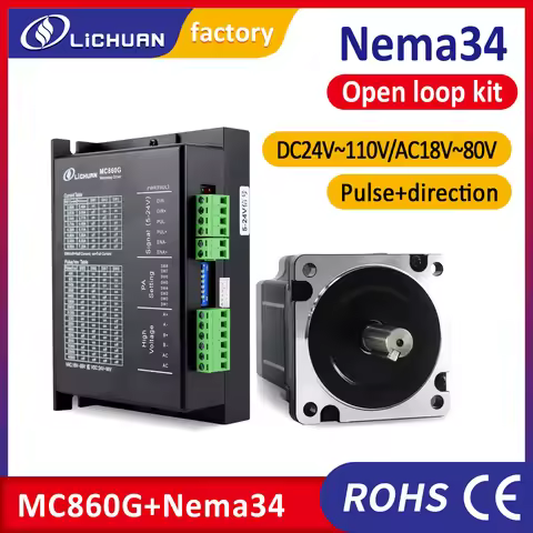 Lichuan Nema34 stepper motor 4.5Nm 6.5Nm 8Nm 10Nm 12Nm open loop with step driver MC860G 7.2A DC24-1