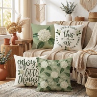 Linen Pillow Cover 40x40/45x45/50x50/55x/55/60x60cm Blue Green Leaf Flower Butterfly Pattern Sofa Pi