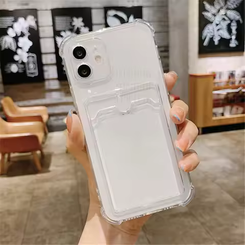 For Huawei 9x Pro Y9 S Honor 8A 50 Y6 Prime 2019 Nova y71 11 i 10 SE 9 8 7 6 5 Card Bag Holder Clear