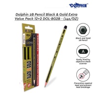 Dolphin 2B Pencil Black & Gold Extra Value Pack 12+2 DOL-BG2B - (14s/DZ)