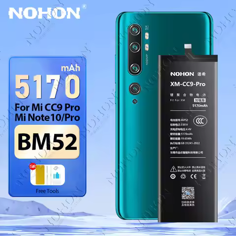 NOHON BM52 BM4L BM4F Battery for Xiaomi Mi CC9 Pro Note 10 Pro Mi9 Lite CC9E A3 Phone Batteries Repl