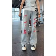 ED Hardy Beaded Embroidery Denim Wide-Leg Pants - Women's Winter Fashion