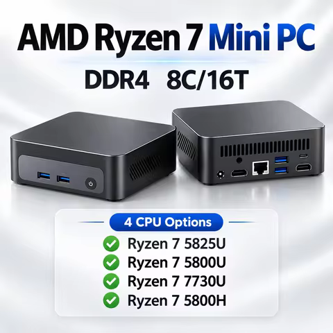 Mini PC AMD Ryzen 7 5800H 5825U 7730U Dual DDR4 Max 32GB RAM Dual M.2 SSD 1TB 2TB Win 11 Office Gami