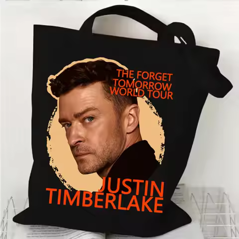 Justin Timberlake EU Tour 2025 Canvas Bag Shopping Y2k Shopping Tote Bag Shopper Bag for Fans Gift