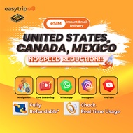 Easytripgo USA,Canada,Mexico eSIM 15-30 Days 5G/4G Network Data | Instant 24h Email Delivery