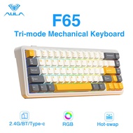 AULA F65 Mechanical Keyboard 67 Keys Tri-mode Hot Swappable RGB Light 62% Layout Wireless Keyboard