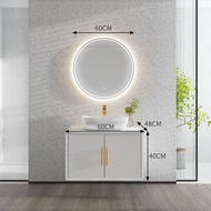 Simple Bathroom Cabinet with LED Light Mirror Toilet Modern Light Luxury Rock Plate Bathroom Smart Bathroom Cabinet Set