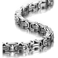 UrbanJewelryImpressiveMechanicStyleMen'sNecklaceandBraceletStainlessSteelSilverChain,Width6mm(19,21,