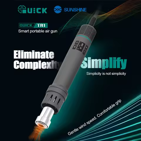 QUICK TR1 Smart Hot Air Gun 1000W Even Heating OLED display One-click Cooling Design for PCB BGA SMD