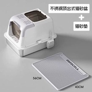 不鏽鋼貓砂盆全封閉超大號頂入式貓砂盆布偶緬因貓廁所防臭放外濺