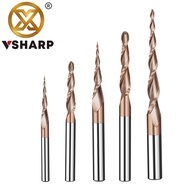 Tungsten Carbide Spiral Tapered Ball Nose End Mill 2 Flutes Router Bit Woodworking CNC 2D 3D Carving