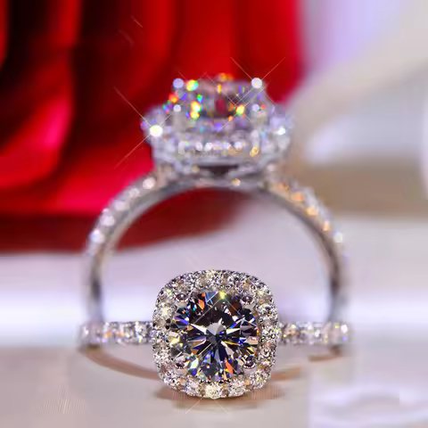 AETEEY Moissanite Diamond Square Ring D Color 1CT 2CT Real 925 Sterling Silver For Women Wedding Fin