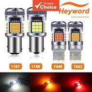 Heyword 12V IP67 2500LM Amber Yellow LED Chip T20 1156 1157 3156 7440 Canbus Brake Light