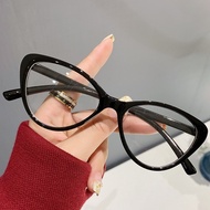 KACAMATA CAT EYE RETRO GLASSES TRENDY VERSITILE OPTICAL GLASSES BLACK