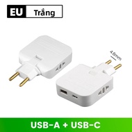 Phích Cắm Chuyển Đổi Sạc Xoay 4 Trong 1 180 ° Bộ Chuyển Đổi EU/Mỹ Bộ Sạc USB/Loại C Ổ Cắm Điện EU