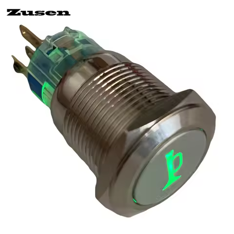 Zusen 19mm Illuminated Horn Symbol Momentary Push Button Switch Waterproof IP65(ZS19F-11DT/12V/N)
