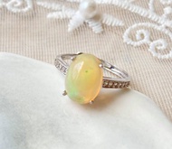 蛋白石戒指925純銀裸石寶石輕珠寶半寶石