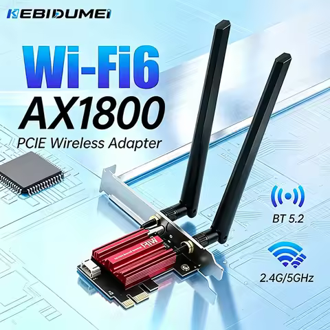 KEBIDUMEI AX1800 WiFi 6 PCIE Wireless Adapter RTL8852 5Ghz/2.4G BT 5.2 802.11AX 1800/1200Mbps WiFi A