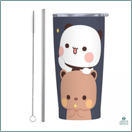 [Op008] Bubu And Dudu แก้วเหล็กกล้าไร้สนิมหมีน่ารักเดินทางกลางคืนแก้วน้ำวางในรถแก้วเก็บความร้อนขนาดใ