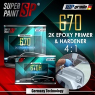 SP 670 - 2K Epoxy Primer + Hardener 4 : 1 Undercoat Primer GREY Spray Besi Metal Primer Coat DIY Kereta Motor Car