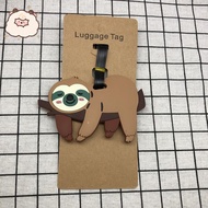 PVC Soft Rubber Sloth Luggage Tag Animal Suitcase Identifier Cute Boarding Pass Keychain for Travel 