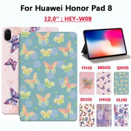 For Huawei Honor Pad 8 12.0 inch HEY-W09 High quality sweat proof anti slip tablet protective case fashion color butterfly lens protection pattern butterfly flip auto sleep leather stand cover shell