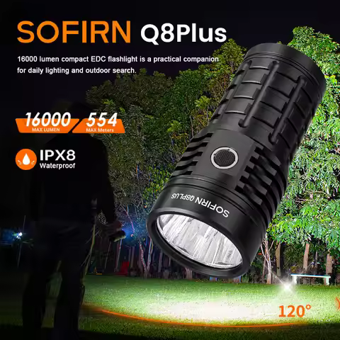 Sofirn Q8 Plus 6*XHP50.2 LED Torch 21700 USB C Rechargeable 16000lm Powerful Flashlight EDC Portable