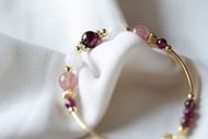 烈愛。石榴石 草莓晶 紫烏牙 14K包金 水晶/天然石 手鍊手鐲