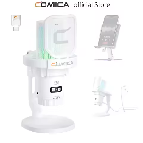 COMICA Ejoy Uni Pro Wireless USB Gaming Microphone for PC, smartphone,PS4/5 Condenser RGB Microphone