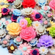 [Shamjina] 50 Pack Colored Assorted Flat Back Resin Flower Cabochon Craft DIY Hairpin Headwear/Phone