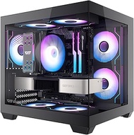 darkFlash Mini-ITX PC Case, Pre-Install 3 PWM ARGB Fans Computer Case, Full View Dual Tempered Glass