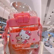 Sanrio Cinnamon Dog Plastic Cup Hello Kitty Cat Girl High Value Double Drink Square Cup Straw Flat K
