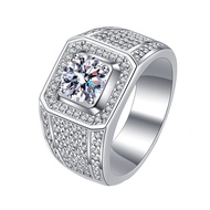 S925 Sterling Silver Luxury 2ct Moissanite Ring Tested with Damonds For Men Marry Jewelry Gift