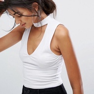 BERSHKA WHITE CROP TOP