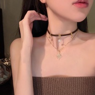 Milad Sun Star Eight Point Star Necklace Vintage Sweet Cool Girl Unique Choker Accessory