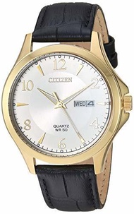 ▶$1 Shop Coupon◀  Citizen Quartz Mens Watch, Stainless Steel with Leather strap, Casual, Black (Mode