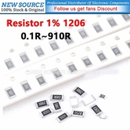[100pcs] 1206 SMD Resistor 1% 1/4W 0.1R 910R 0R 0.2R 0.22R 0.33R 0.47R 0.68R 1R 2.2R 4.7R 5.1R 47R 2
