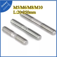 304 Stainless Steel Stud Threaded Rod Screw Bar Stud Bolt M5/M6/M8/M10 * L:20-250mm (yctx-XD-MY-1)