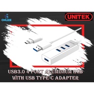 Unitek USB3.0 4 Port Hub Aluminium Hub With USB Type-C Adapter (ACC-U-Y-3082B)