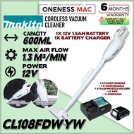 ''MAKITA'' CORDLESS VACUUM CLEANER C/W 1X 1.5Ah &amp; CHARGER -12V -CL108FDWYW