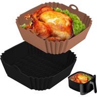 2 PCS Square Silicone Air Fryer Liners - 8 Inch Reusable Air Fryer Pot - Air Fryer Accessories - Air