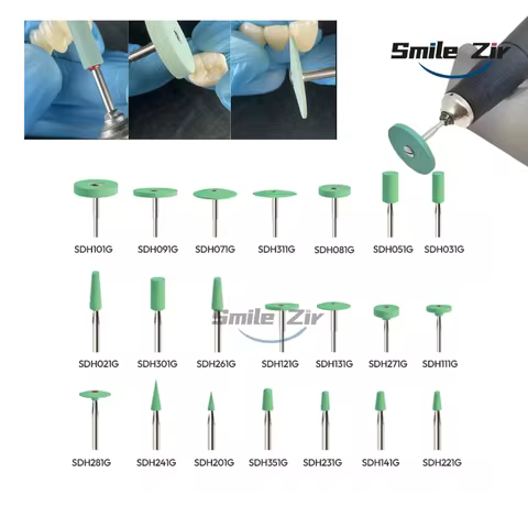 1pcs Dental Zirconia Diamond Grinder Poliser HP2.35mm High-efficiency Dental Lab Green Stone For Fin